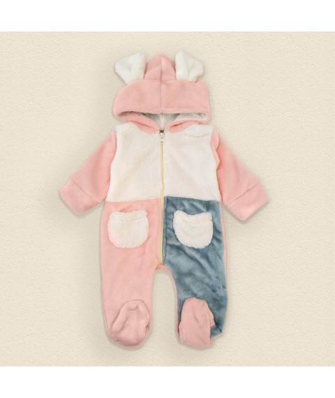Детский комбинезон из мягкой и теплой ткани велсофт  Dexter`s  Розовый 12-05  68 см (d12-05рв)
