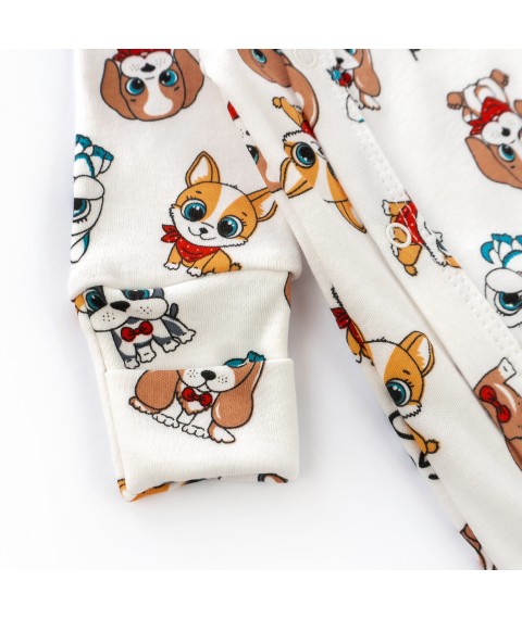 Человечек для малышей на кнопках диагональная застежка Cute dogs  Dexter`s  Белый 900216  56 см (900216)