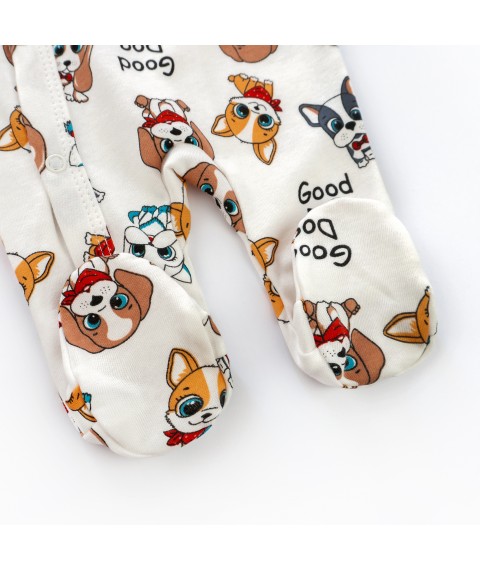Человечек для малышей на кнопках диагональная застежка Cute dogs  Dexter`s  Белый 900216  56 см (900216)