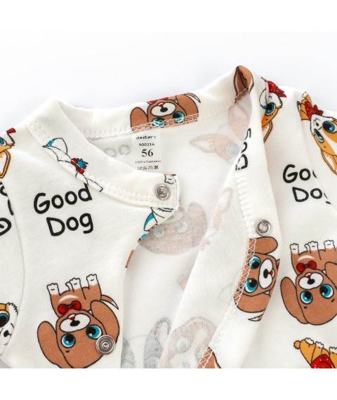 Человечек для малышей на кнопках диагональная застежка Cute dogs  Dexter`s  Белый 900216  56 см (900216)