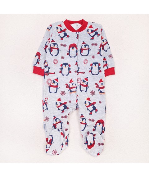 Сліп дитячий футер Christmas penguin  Dexter`s  Червоний;Сірий d313-1снт-ср-нгтг  68 см (d313-1снт-ср-нгтг)