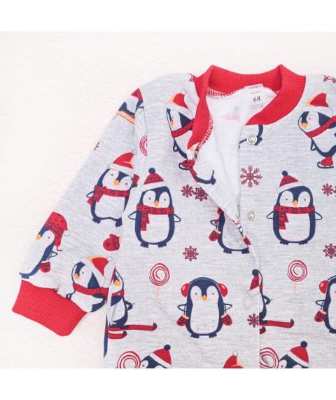 Сліп детский футер Christmas penguin  Dexter`s  Красный;Серый d313-1снт-ср-нгтг  68 см (d313-1снт-ср-нгтг)
