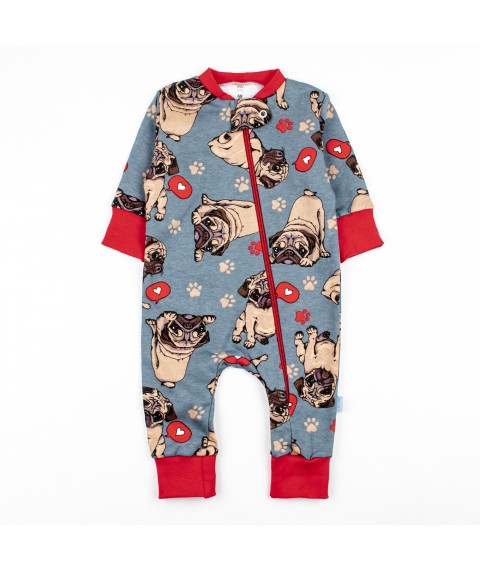 Children's sleepwear with fur Funny Pug Dexter`s Gray; Red d320-4mps 68 cm (d320-4mps)