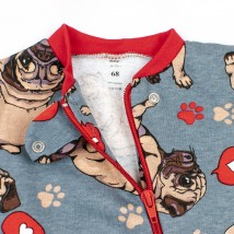Children's slip with fur Funny Pug Dexter`s Gray; Red d320-4mps 74 cm (d320-4mps)