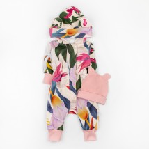 Комплект для девочки комбинезон с шапкой Leaves  Dexter`s  Розовый;Разноцветный 2142  98 см (d2142-47-1)