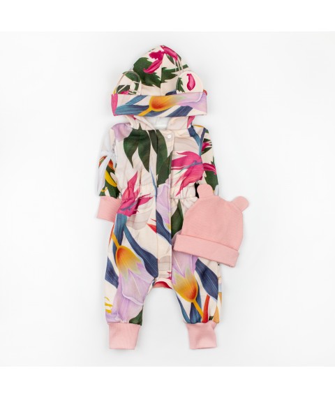 Leaves Dexter`s fleece baby girl romper Pink; Multicolor 2142 68 cm (d2142-47)