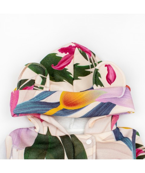 Leaves Dexter`s fleece three-piece romper for girls Pink; Multicolor 2142 74 cm (d2142-47)
