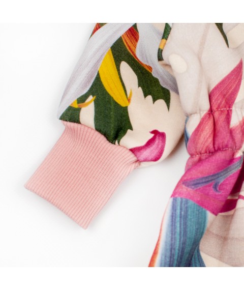 Leaves Dexter`s fleece three-piece romper for girls Pink; Multicolor 2142 74 cm (d2142-47)