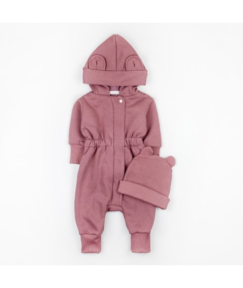 Mokko Dexter`s fleece romper with hat Pink 2142 86 cm (d2142-45-1)