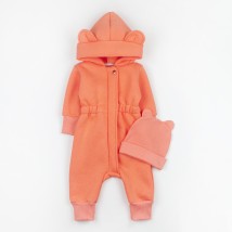 Juicy peach Dexter`s fleece romper with a cap for children d2142-50-1 92 cm (d2142-50-1)