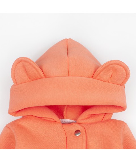 Juicy peach Dexter`s fleece baby romper with a cap d2142-50-1 86 cm (d2142-50-1)