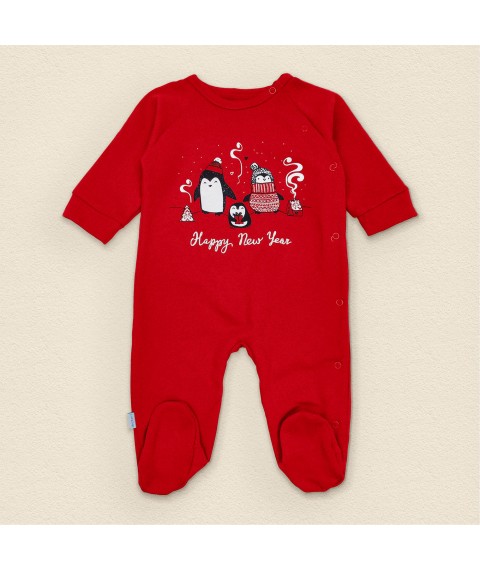 Children's New Year's overalls with nachos and Pingy Dexter`s print Red 354 74 cm (d354-1пг-нгтг)