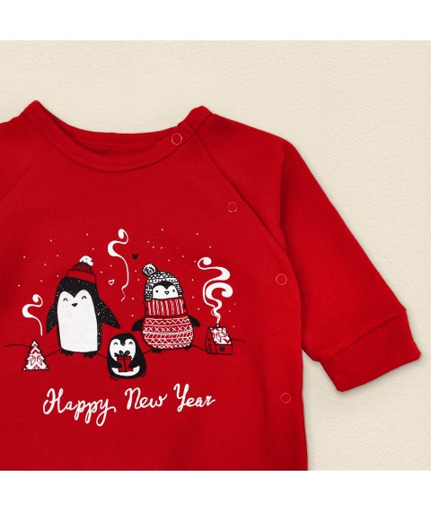 Children's New Year's jumpsuit with nachos and Pingy Dexter`s print Red 354 80 cm (d354-1пг-нгтг)