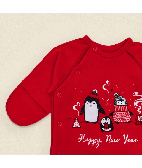Nursery overalls with nachos and festive print Pingy Dexter`s Red 354 56 cm (d354пг-нгтг)