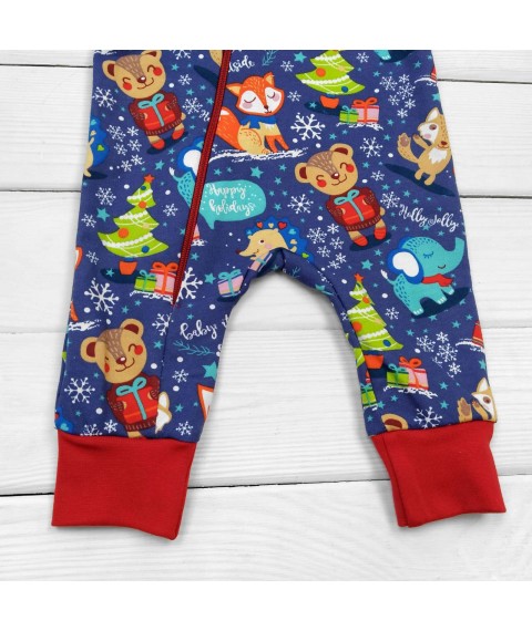 Чоловічок на блискавці з новорічною тематикою Christmas Fox  Dexter`s  Синій 320  80 см (d320-4лс-ф-нгтг)