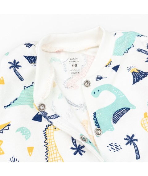 Men's button interlock with open legs Dinosaurs Dexter`s White; Menthol 913 68 cm (d913-1dn-nv)