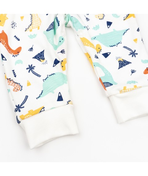 Men's button interlock with open legs Dinosaurs Dexter`s White; Menthol 913 68 cm (d913-1dn-nv)
