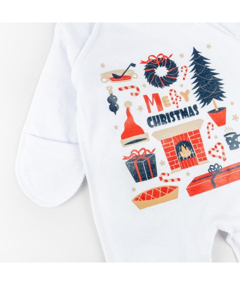 Комбинезон ясельный с начесом и рождественским принтом Christmas mood  Dexter`s  Белый d354-58  56 см (d354-58)