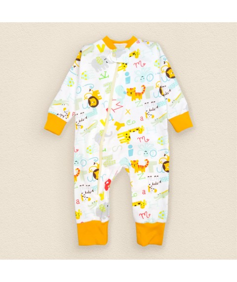 Alphabet Dexter`s white, yellow 320-4 68 cm (d320-4абт) knitted coveralls with a zipper.
