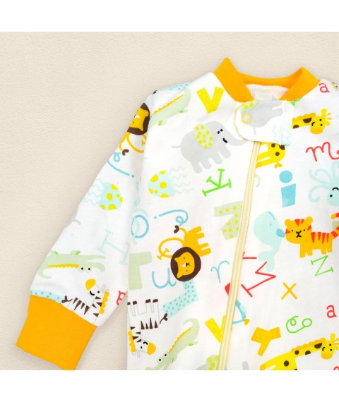 Alphabet Dexter`s white, yellow 320-4 92 cm (d320-4абт) knitted coveralls with a zipper.