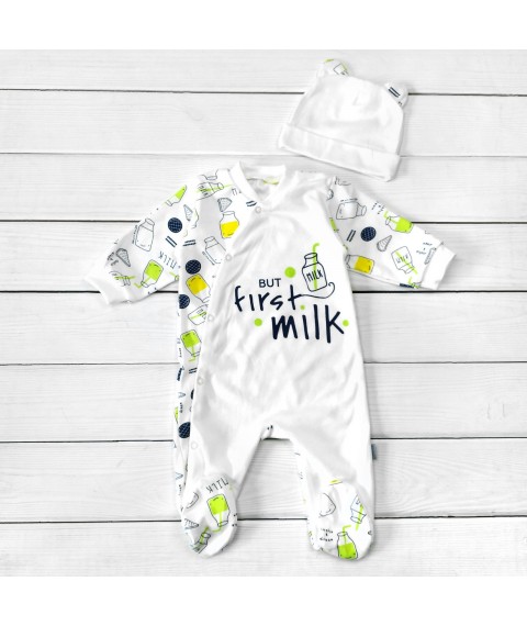 Человечек с шапочкой для ребенка от трех месяцев But First Milk  Dexter`s  Молочный;Желтый 940  74 см (d940-1млк-ж)