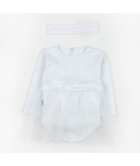 Праздничный комплект боди штанишки повязка для девочки   Dexter`s  Белый d9-54б  62 см (d9-54б)