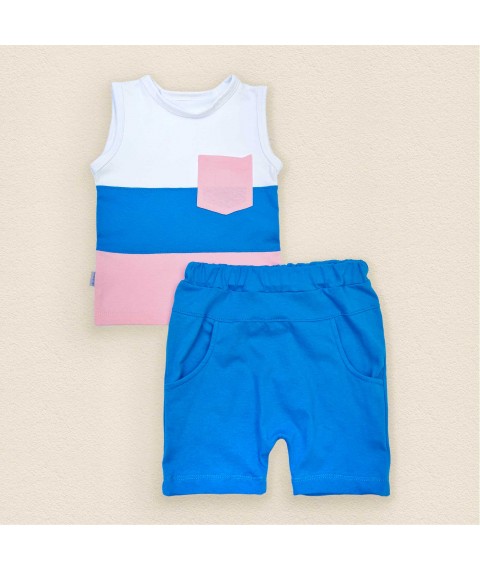 Summer children's set Stripes Dexter`s White; Pink; Blue 150 92 cm (d150gb)