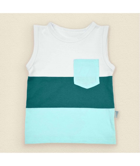 Set for summer shorts T-shirt for children Stripes Dexter`s White; Menthol; Green 150 92 cm (d150iz)