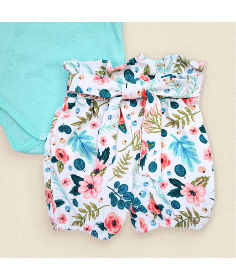 Комплект боди шорты для девочки Floral  Dexter`s  Ментол;Белый 10-56  68 см (d10-56бт-б)
