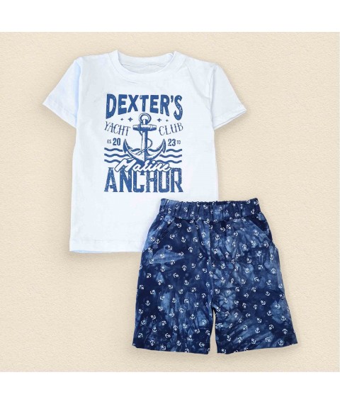 Комплект для мальчика шорты футболка Dexters CLUB  Dexter`s  Темно-синий;Белый 129  110 см (d129дкс-б)