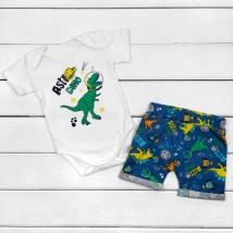Dexter`s 128 74 cm bodysuit and shorts with DINO print on the moon (d128-1dn-ln)
