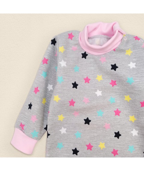 Комплект для дівчинки боді зі штанами з тканини з начосом Stars  Dexter`s  Сірий;Рожевий 307  86 см (d307зд-рв)