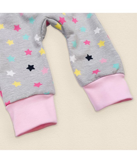 Комплект для дівчинки боді зі штанами з тканини з начосом Stars  Dexter`s  Сірий;Рожевий 307  80 см (d307зд-рв)