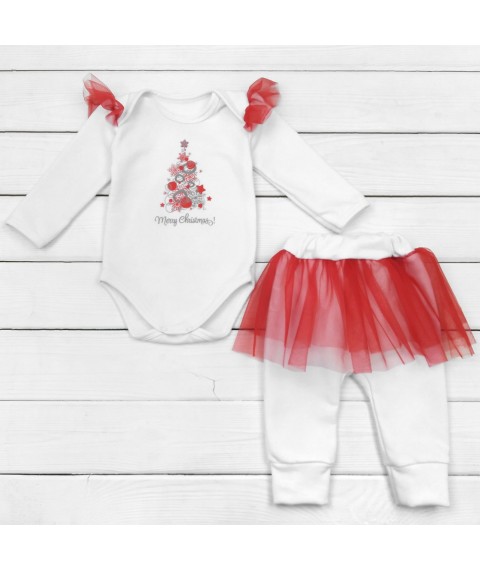 Merry Christmas Dexter`s White; Red 345 68 cm (d345-1mr-b-ngtg) bodysuit and trousers with tulle