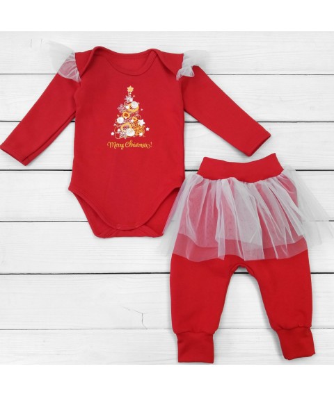 Body and pants with tulle Merry Christmas gold Dexter`s Red 345 80 cm (d345-1мр-кр-нгтг)