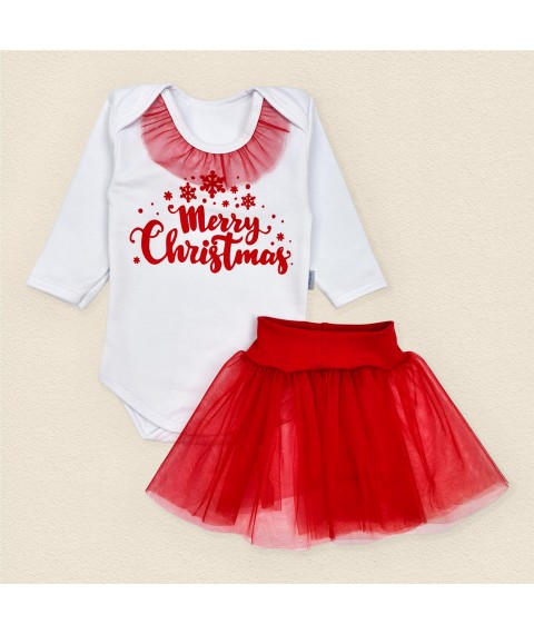 New Year's set for a girl with a red tulle skirt My first Christmas Dexter`s White; Red d325-1b-ngtg 68 cm (d325-1b-ngtg)