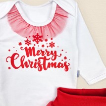 Новогодний комплект для девочки с красной фатиновой юбкой My first Christmas  Dexter`s  Белый;Красный d325-1б-нгтг  68 см (d325-1б-нгтг)