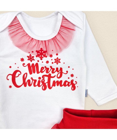 Новогодний комплект для девочки с красной фатиновой юбкой My first Christmas  Dexter`s  Белый;Красный d325-1б-нгтг  86 см (d325-1б-нгтг)