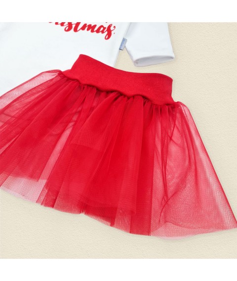 Новогодний комплект для девочки с красной фатиновой юбкой My first Christmas  Dexter`s  Белый;Красный d325-1б-нгтг  86 см (d325-1б-нгтг)