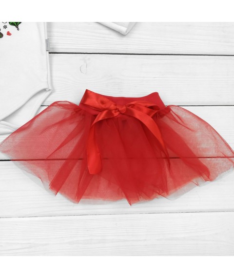 Bodysuit with tulle skirt Christmas Dexter`s White; Red 3-51 68 cm (d3-51б-нгтг)