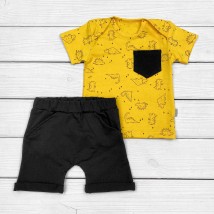 T-shirt with shorts for boy Dino Dexter`s Black; Mustard 152 74 cm (d152dn-or)