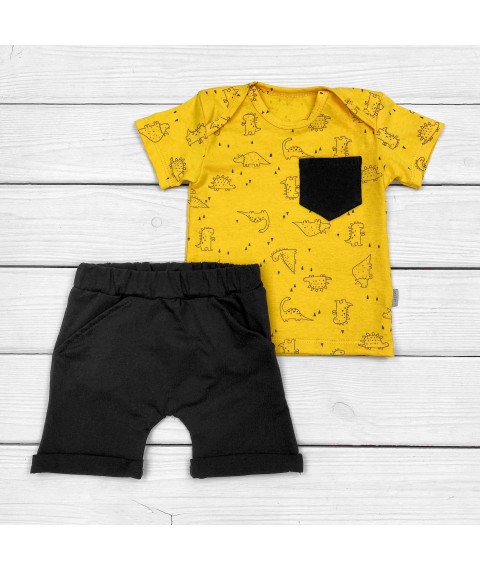 T-shirt with shorts for boy Dino Dexter`s Black; Mustard 152 80 cm (d152dn-or)