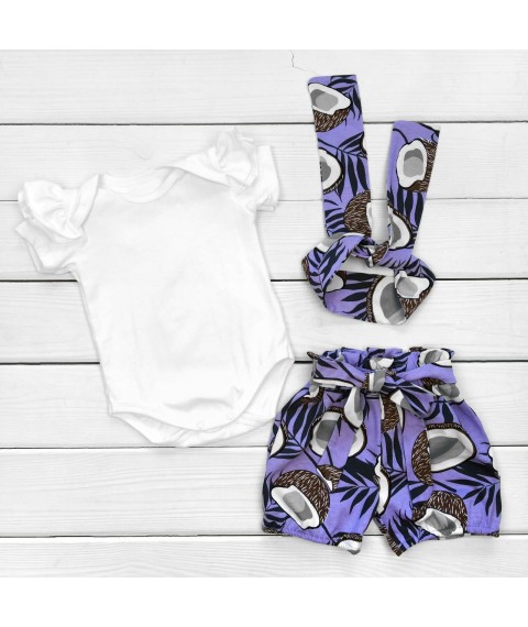 Комплект боди шорты повязочка CocoGirl  Dexter`s  Белый;Фиолетовый 10-56  86 см (d10-56к-лв)