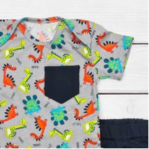 Дитячий комплект футболка та шорти на літо Dinosiki  Dexter`s  Сірий;Темно-синій 152  74 см (d152дн-нв)