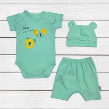 A set of three body shorts and a hat with a face print. Dexter`s Green 169 68 cm (d169-2md-zl)