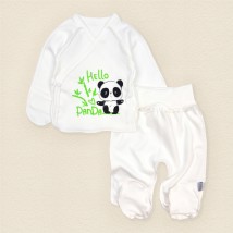 Набір новонароджених сорочечка та повзунки з принтом Panda  Dexter`s  Молочний 977  56 см (d977-2пд-мл)