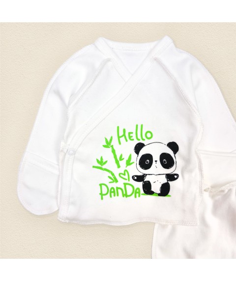 Набір новонароджених сорочечка та повзунки з принтом Panda  Dexter`s  Молочний 977  56 см (d977-2пд-мл)