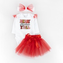 Праздничный комплект для девочки 3в1 с юбкой Merry cristmas  Dexter`s  Білий d3-51-59  74 см (d3-51-59)
