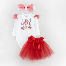 Праздничный комплект для девочки 3в1 с юбкой Joy to the world  Dexter`s  Білий d3-51-62  86 см (d3-51-62)
