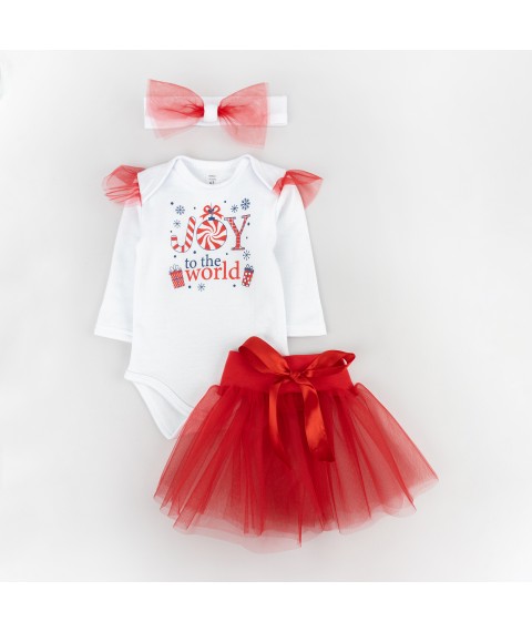 Праздничный комплект для девочки 3в1 с юбкой Joy to the world  Dexter`s  Білий d3-51-62  86 см (d3-51-62)